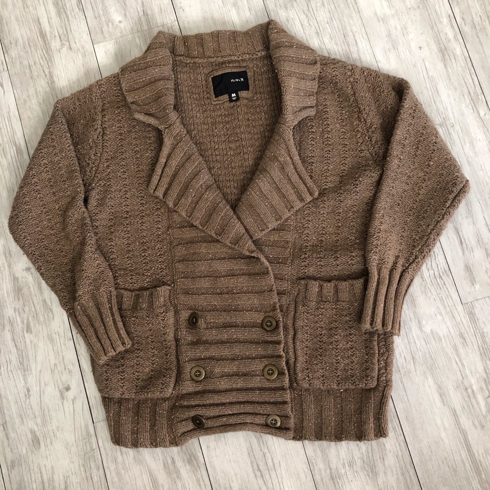 Hurley Brown Knit Cardigan size M